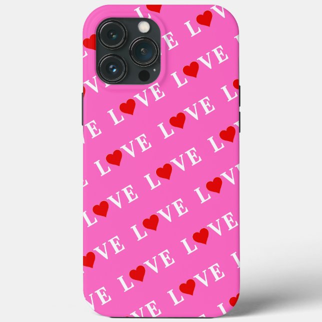Pink LOVE and Heart Modern Chic Case-Mate iPhone Case (Back)