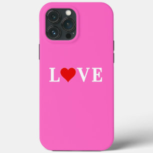 Pink LOVE and Heart Modern Chic iPhone 13 Pro Max Case