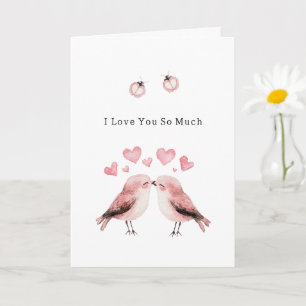 Pink Love Birds Ladybugs Card