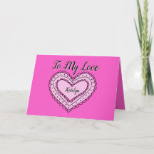 Pink Love Card for Valentine's Day, Birthday etc