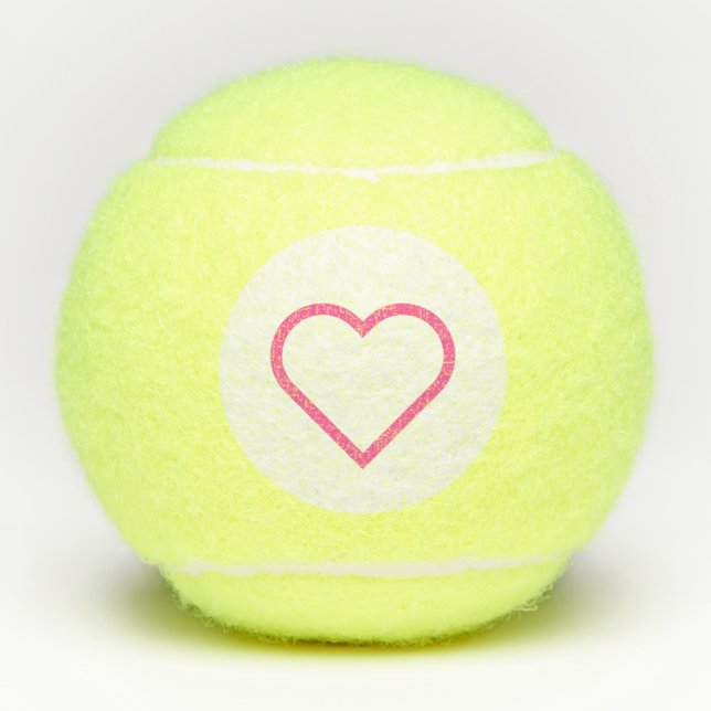 Pink Love  - Choose / add your colors - Heart Tennis Balls (Front)