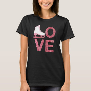 Pink Love Figure Skating Dress Ice Skating Shoes T-Shirt