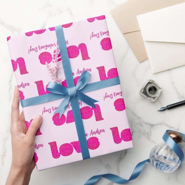 Pink Love Happy Valentine's Day  Wrapping Paper (Gifting)