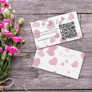 Pink Love Heart Online RSVP Note Card