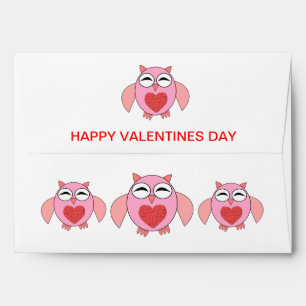 Pink Love Heart Owl Custom Envelop Envelope