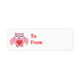 Pink Love Heart Owl Custom Present Tags