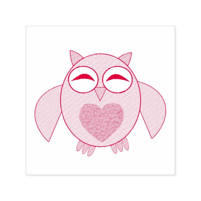 Pink Love Heart Owl Self Inking Stamp (Design)