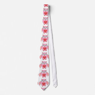 Pink Love Heart Owl Tie