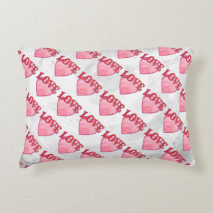 Pink Love Heart Pattern Accent Pillow