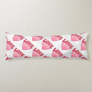 Pink Love Heart Pattern Body Pillow