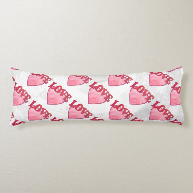 Pink Love Heart Pattern Body Pillow (Front)
