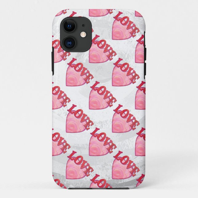 Pink Love Heart Pattern Case-Mate iPhone Case (Back)