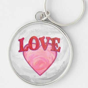 Pink Love Heart Pattern Keychain