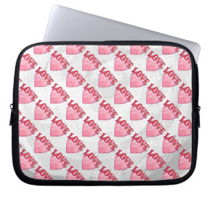 Pink Love Heart Pattern Laptop Sleeve