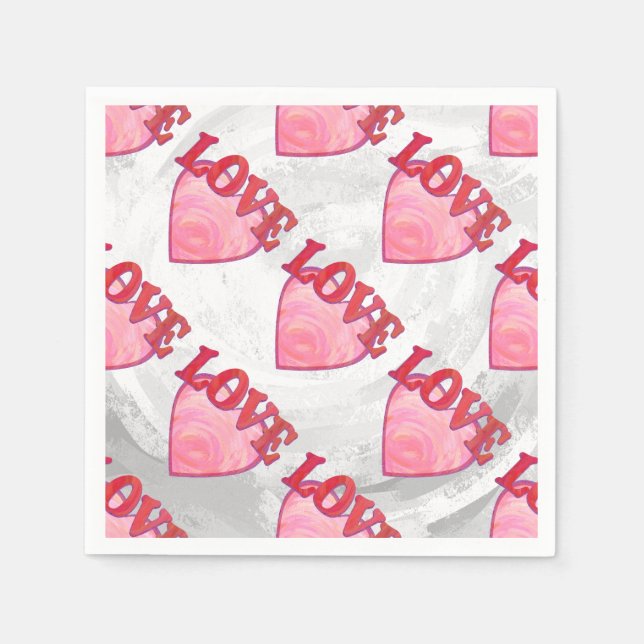 Pink Love Heart Pattern Napkin (Front)