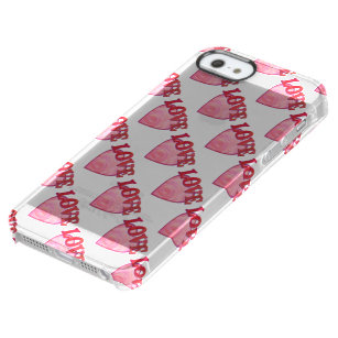 Pink Love Heart Pattern Clear iPhone SE/5/5s Case