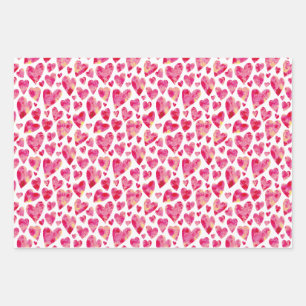 Pink Love Heart pattern Wrapping Paper Sheet