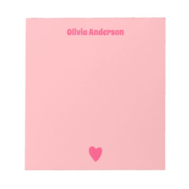  Pink Love Heart Personalized   Notepad (Front)
