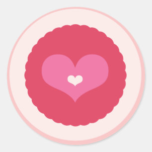 Pink Love Heart Scalloped Valentine Party Stickers