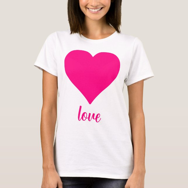 Pink Love Heart Shape T-Shirt (Front)
