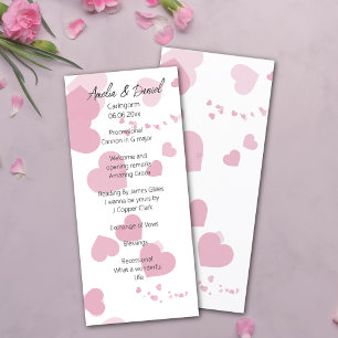 Pink Love Heart Wedding Ceremony Program