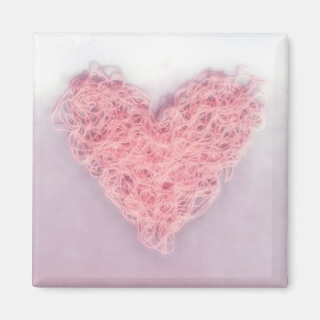 Pink Love Heart Wool Knitting Valentine’s Day Magnet (Front)