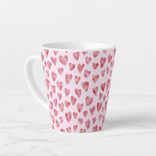Pink Love Hearts pattern Latte Mug