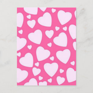 Pink Love Hearts Postcard