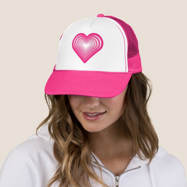 Pink Love Hearts Trucker Hat (In Situ)