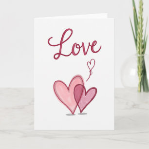 Pink Love Hearts Valentine Card