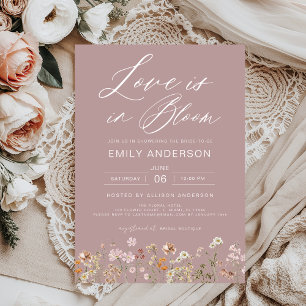Pink Love is in Bloom Wildflower Bridal Shower Invitation