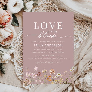 Pink Love is in Bloom Wildflower Bridal Shower Invitation