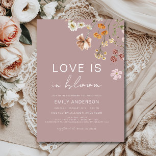 Pink Love is in Bloom Wildflower Bridal Shower Invitation