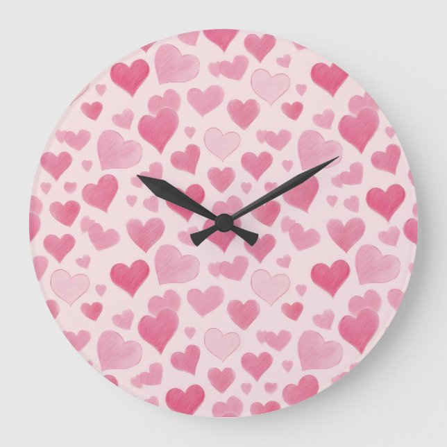 Pink Love Large Clock (Front)