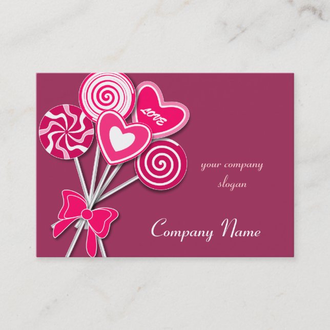 Pink love Lollipop Candy Shop Bakery Business Card (Front)