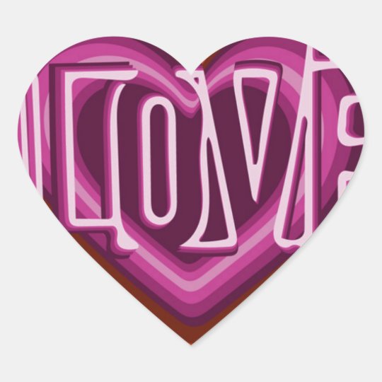 Pink love on red heart heart sticker