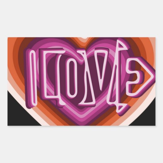 Pink love on red heart sticker