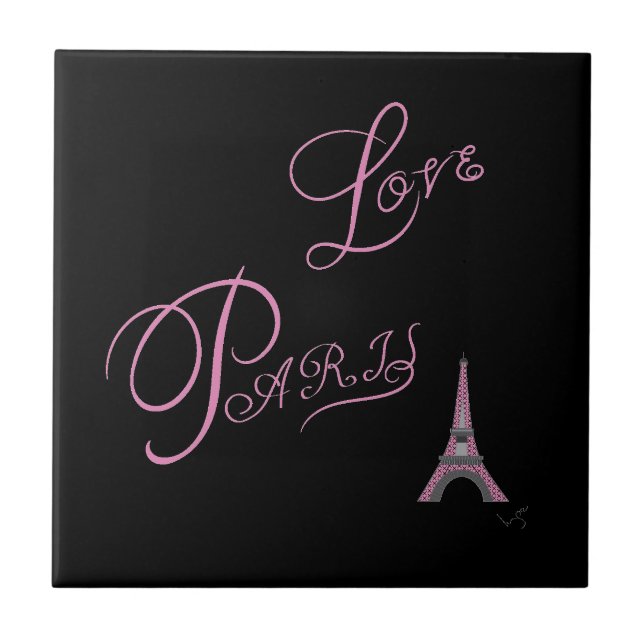 Pink-Love-Paris-Eiffel-Tower-Unique Tile (Front)