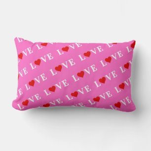 Pink LOVE Romantic Elegant Lumbar Pillow