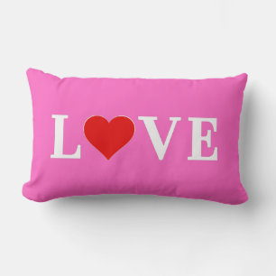 Pink LOVE Romantic Elegant Lumbar Pillow