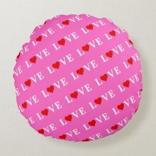 Pink LOVE Romantic Elegant Round Pillow