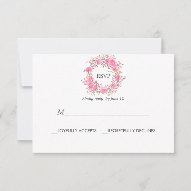 Pink Love | Roses Wedding RSVP Card (Front)