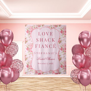 Pink Love Shack Fiancé Bridal Shower Backdrop Tapestry