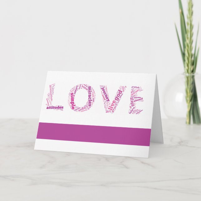 Pink Love Sobriety Anniversary Card (Front)