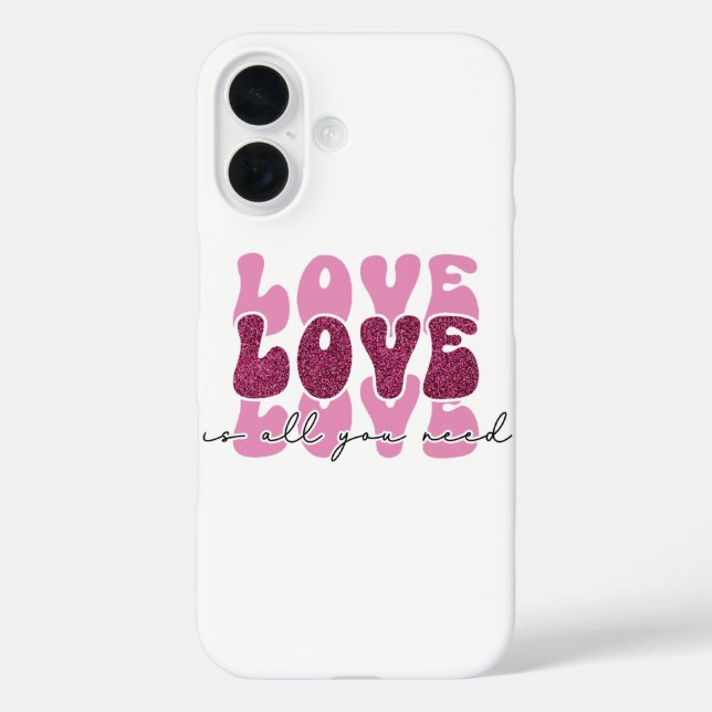 Pink "Love" Stacked Bubble Font Case-Mate iPhone Case (Back)