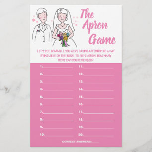 PINK LOVE THE APRON SHOWER GAME CARD FLYER