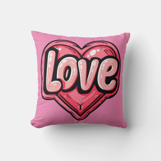 Pink Love Throw Pillow (Front)