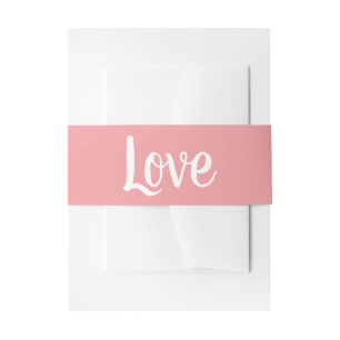 Pink Love Wedding Minimalist Party Invitation Belly Band