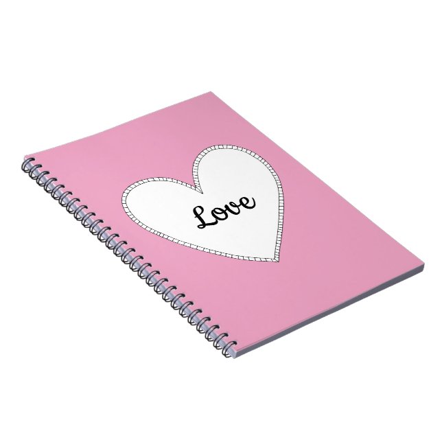 Pink Love with White Heart Notebook (Right Side)