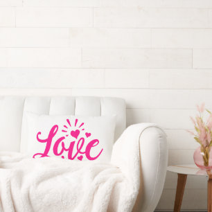 Pink love word lumbar pillow